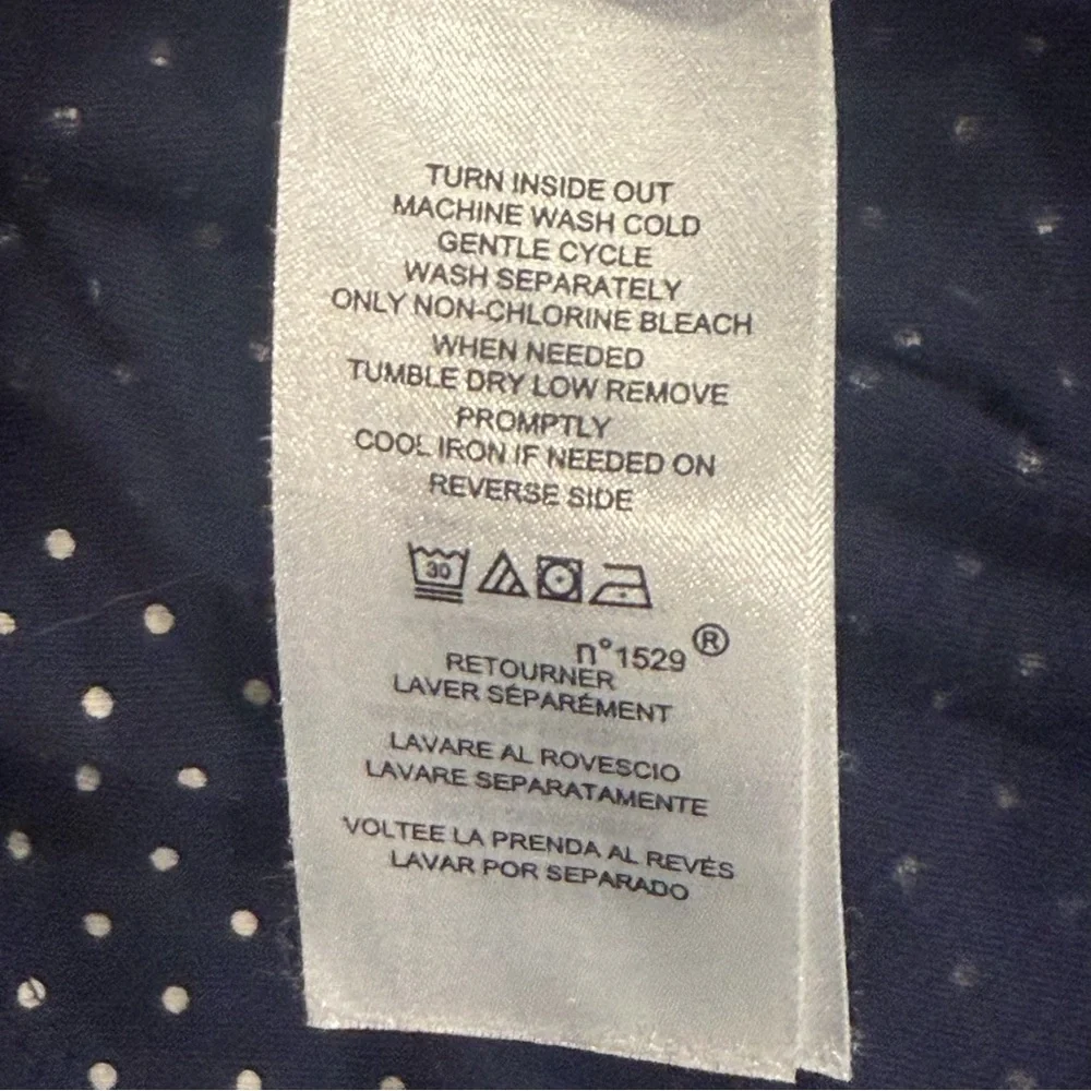 Lauren Ralph L. large Navy Polka Dot Button Down pajama nightgown sleep shirt